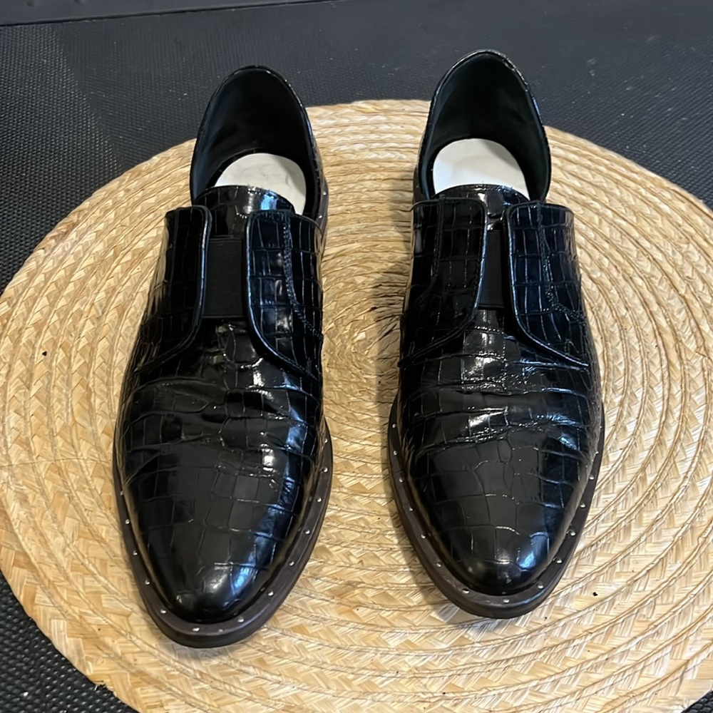 Freda Salvador D’orsay Embossed Croc Leather Oxfords Loafers Shoe Size 6 - Picture 4 of 11